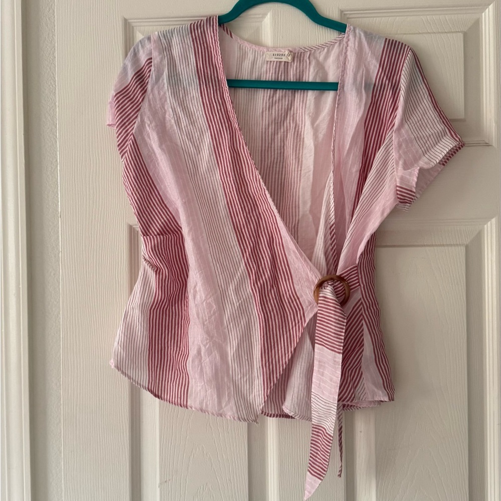 Harper Pink and White Striped Blouse